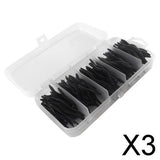 Maxbell 3x150pcs Artificial Soft Earthworm Fishing Bait Worm Lure Maggot Bait Black