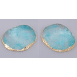 2x Resin Imitation agate nail art Palette drink coaster cup mat decors blue