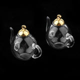 30x2Pcs Mini Teapot Empty Glass Wishing Bottle Vial Pendant Charms Craft Gold