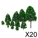 Maxbell 20x12pcs 1.2 inch - 6.3 inch Green Train Set Scenery Landscape Model Tree 1/50