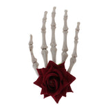 Maxbell Hand Bone Hair Clip Halloween Cosplay Party Hairpin Headwear Red Flower