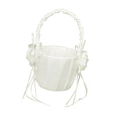 Maxbell 2x Elegant  Satin Flower Girl Basket w/ Handle Wedding Party Ceremony Supply
