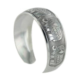 Maxbell Women Vintage Tibetan Silver Carved Totem Bangle Adjustable Cuff Bracelet