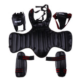 Maxbell Boxing Protective Gear Set Shin Leg Chest Guard Helmet Groin Protector Black