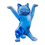 Dancing Cat Statue Craft Gift Desktop Decoration for Living Room Indoor Home Blue