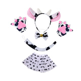 Cow Cosplay Set Ears Headband Bow Tie Skit Gloves Tail Set Fun for Carnivals Bowtie With Bell