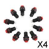 Maxbell 4x10 x Car Boat Locking Dash ON-OFF Push Button 2-Pin Latching Switch Red