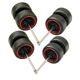 Maxbell 8x 1/64 Scale Wheels Simulation Model Car Wheels Tires for Diecast Car Model Red