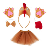 Maxbell Chicken Costume with Tie Tail Gloves Accessories for Holiday Halloween Girls Brown