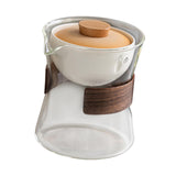 Maxbell Glass Teapot 210ml Portable Teaware Chinese Gong Fu for Travel Office clear orange lid