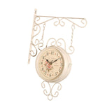 Maxbell Double Sided Wall Mounted Clock Quiet Antique Design for Home Kitchen Office white