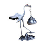 Maxbell Crane Statue Hanging Incense Burner Tabletop Ornament for Yoga Tea House SPA Silver White
