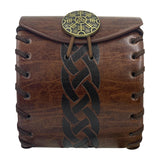 Maxbell PU Leather Belt Pouch Steampunk Medieval Waist Bag for Holiday Stage Cosplay Brown Stripe Pattern