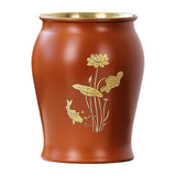 Maxbell Metal Pen Holder Gift Table Decor Tea Accessories Container for Desktop Home Orange Red