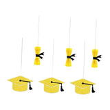 6Pcs Graduation Decorations Graduation Hat Hanging Ornaments for Home School Yellow