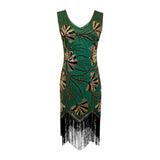 Maxbell Women Sequin Dress V Neck Embellished for Stage Performance
