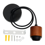 Maxbell Wood Pendant Light Cord E27 Socket Pendant Lamp Fitting for Bar Bedroom Cafe Walnut color  Black