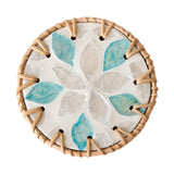 Maxbell Rattan Coaster Boho Placemat Pad for Party Supplies Centerpiece Housewarming Blue and White