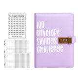 Maxbell Envelope Challenge Binder Budget Book for Budgeting Challenging Saving Money Purple
