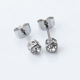 Maxbell 2pcs Diamante Crystal Cubic Zirconia Men Women Ear Stud Earrings Silver