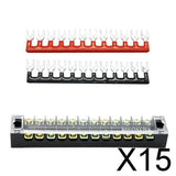 Maxbell 15x600V 15A 12 Positions Barrier Strips Dual Row Screw Electric Terminal Blocks