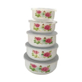 Maxbell 5 Pieces Enamel Covered Bowls Food Prepared Bowls for Prepping Rice Biscuits Style C