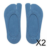 Maxbell 2xWomen 2 Toe Flip Flop Socks Women No Show Toe Socks for Loafer Shoes Sneaker Dark Blue