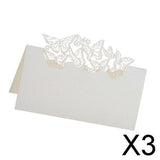 Maxbell 3x50 Butterflies Laser Cut Name Place Cards Wedding Guest Table Cards White