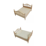 Maxbell 2pcs 1:12 Scale Dollhouse Double Bed Collection Bedd for Kids