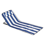 Maxbell Folding Beach Chair with Adjustable Backrest Padded Foldable Chair Beach Mat Blue White Stripes