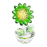 Maxbell Glass Sunflower Figurine Small Sunflower Ornament for Valentine's Day Office green