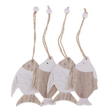 Maxbell 4Piece Wooden Ocean Fish Hanging Pendant for Christmas Tree Decoration Gifts