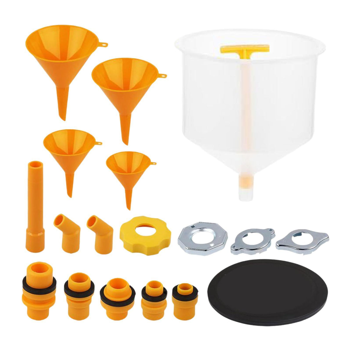 Maxbell 19Pcs Generic Leakproof Coolant Funnel Set Car Simple to Clean with Adapters Yellow Funnel