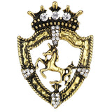 Maxbell Fancy Queen Crown Brooch Crystal Unicorn Racing Badge Brooch Antique Brass - Aladdin Shoppers