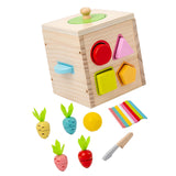 Wooden Activity Busy Cube Shape Sorting Cube Toy Box for Sensory Exploration