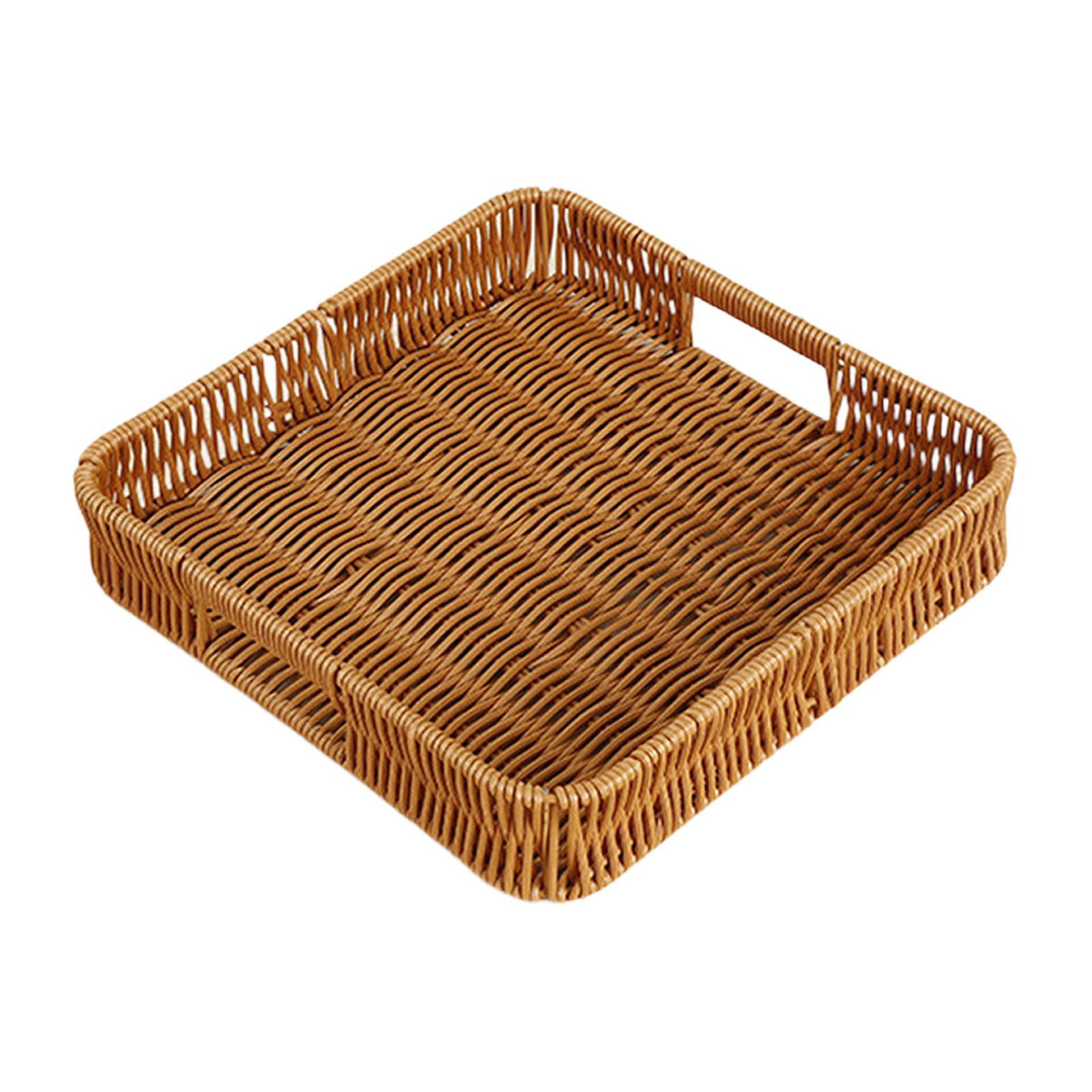 Maxbell Square Serving Basket Imitation Rattan Bread Basket for Fruit Drinks Kitchen S