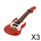 Maxbell 3x1:12th Dollhouse Miniature Music Instrument Red Electric Guitar