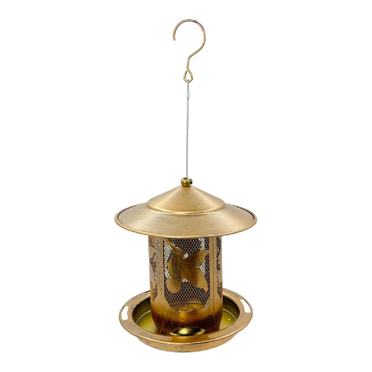 Maxbell Hanging Bird Feeder Iron Creative Bird Food Container for Porch Yard Outside Bird Pattern