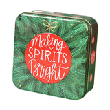Maxbell Christmas Cookie Tin Cartoon Iron Cookie Case Box for Party New Year Holiday Green SPIRITS