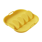 Maxbell Taco Holder Plate Reusable Holds up to 4 Tacos Non Slip with Handles Platter Yellow