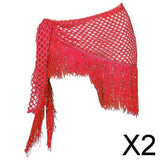 Maxbell 2xWomen Belly Dance Hip Scarf Sequins Dance Belt Tassel Skirt Belt Red