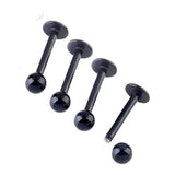 Maxbell 4Pcs 16G Stainless Steel Lip Labret Ring Ball Stud Body Piercing Black