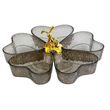Maxbell Maxbell Divided Serving Tray Decorative 5 Grids Appetizer Tray for Sweet Dried Fruit Gray w Gold Rabbit