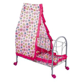 Maxbell Maxbell Simulation Baby Toddler Crib Bed with Tents Wheels ABS Plastic Furniture for 9-20inch Reborn Doll Supplies