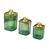 Maxbell 3Pcs Appetizer Food Bowl Airtight Food Storage Container for Dining Room Nut Green 4 Gold Point