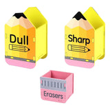 Maxbell 3 Pieces Wooden Pencil and Eraser Storage Box Kit Lightweight Pens Organizer