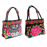 Maxbell 2x Embroidery Travel Shoulder Bag Double Faced Flower Handmade Women Bags