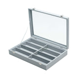Maxbell Sunglasses Show Tray 8 Grids Modern Glasses Case for Jewelry Beads Necklaces Gray Plush