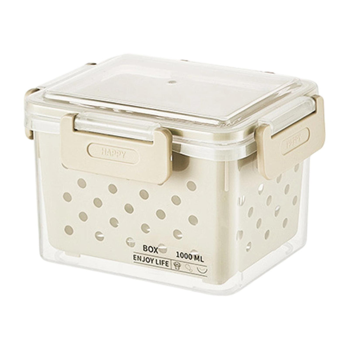 Maxbell Fruit Container for Fridge with Drain Basket with Colander Pantry Keep Fresh 12.5x9x10cm