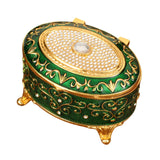 Maxbell Metal Jewelry Box Trendy Desk Trinket Organizer for Pendants Earrings Charms Green